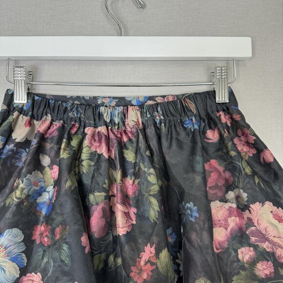 By Anthropologie Bubble Mini Skirt Womens XXS Black Dark Floral Fairy Whimsigoth - Picture 6 of 11